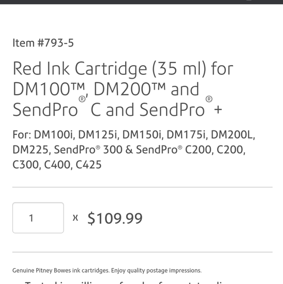 Pitney Bowes 795-3 Fluorescent Red Postage Ink - Picture 2 of 7